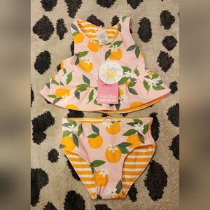 Ruffle Butts Orange You The Sweetest Reversible Peplum Tankini Swimsuit 18-24 m